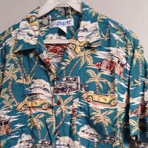 Men's Tropical Print Shirt - Teal